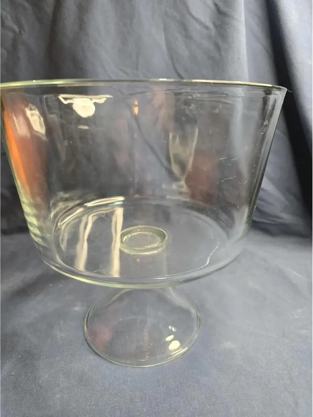 Vintage Heavy Clear Glass Pedestal Trifle Bowl